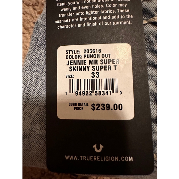 Women's True Religion Jeans, Blue, Size 33 - Picture 8 of 8